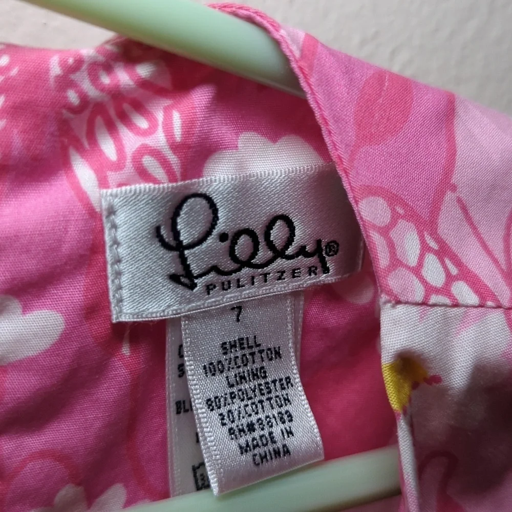 Lilly Pulitzer Daisy and Butterfly Print Cotton Shift Dress Girls Size 7
